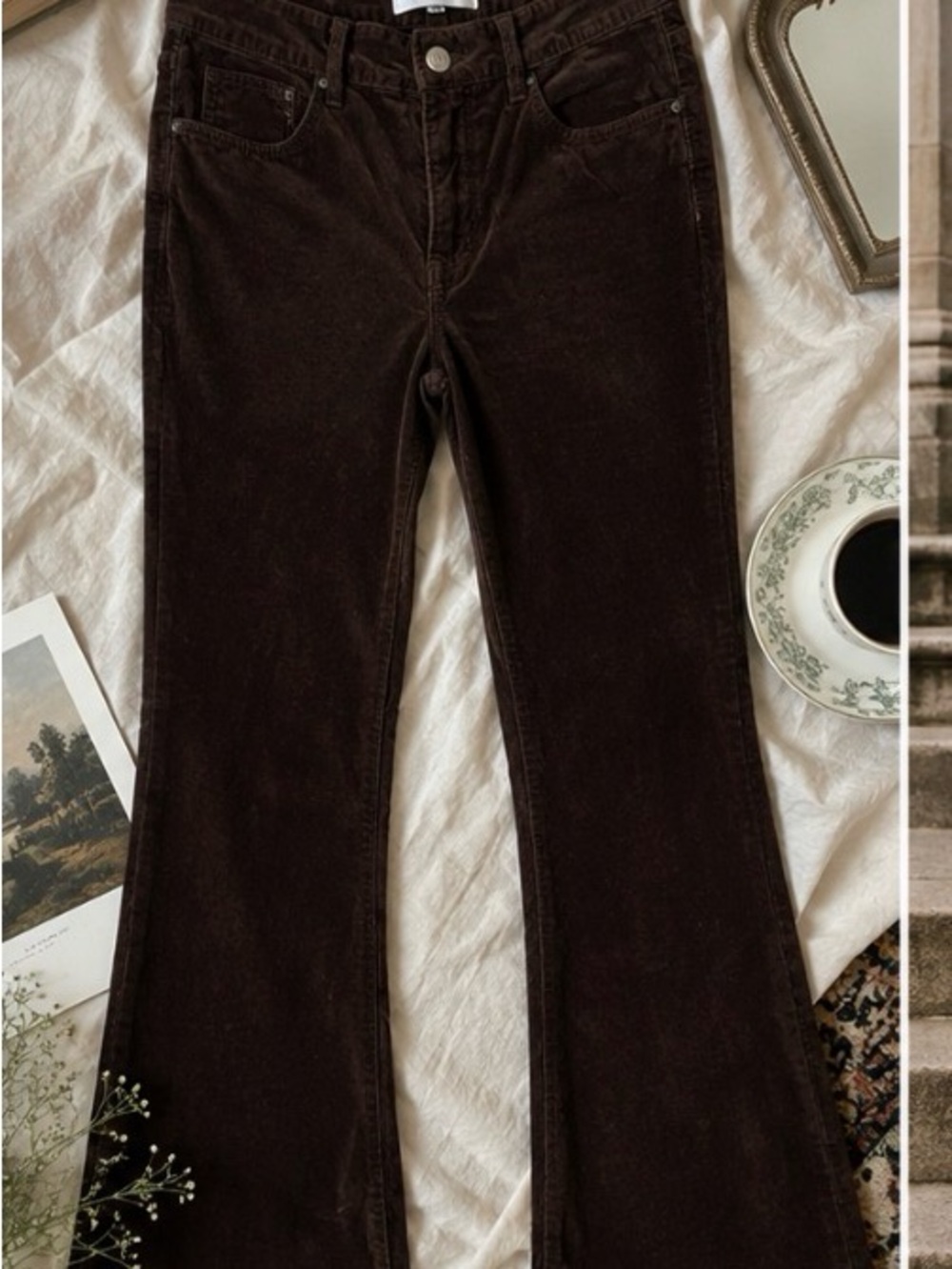 LOFT Brown Corduroy Bootcut Pants Size 8 Stretch Mid Rise Fall Classic - Picture 2 of 6